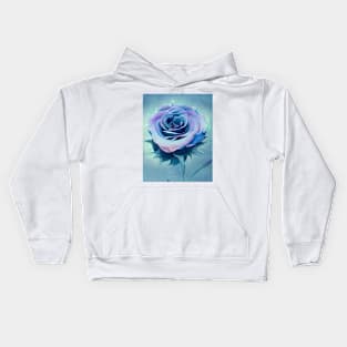 Cerulean-lila turquoise blue rose Kids Hoodie